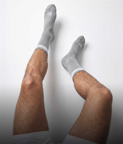 Medias deportivas color gris / sports socks light gray caña alta talla única / one size