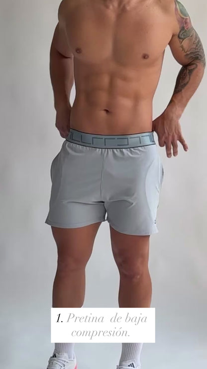 Pantaloneta Tipo Short Gray Gris Claro Para Hombre
